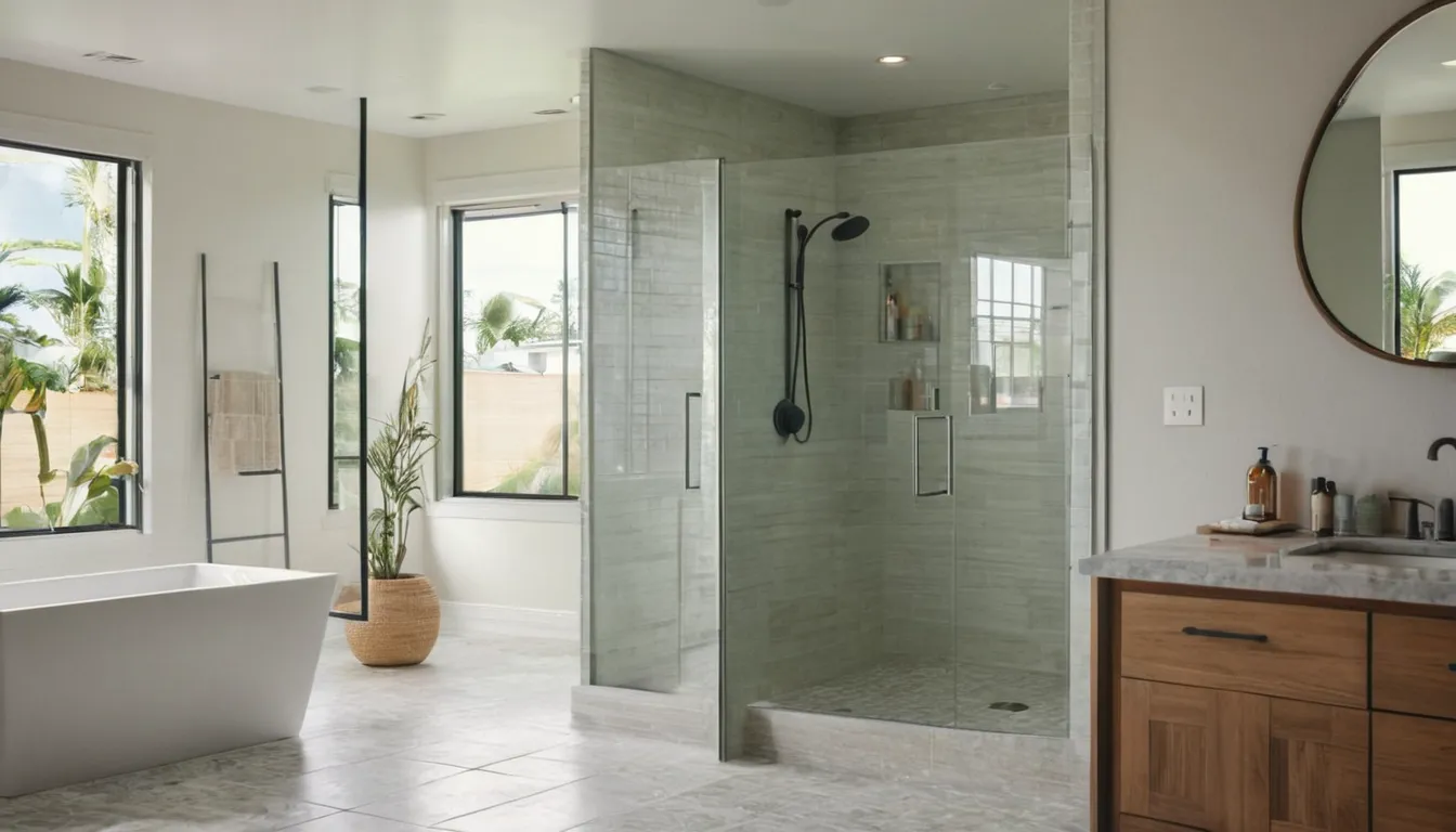 Homeowner and a friendly remodeling provider reviewing bathroom plans in a bright renovated bathroom in the Miami area